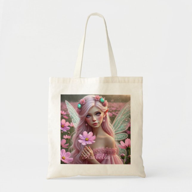 Beautiful October Fairy in Cosmos Tote Bag (Front)