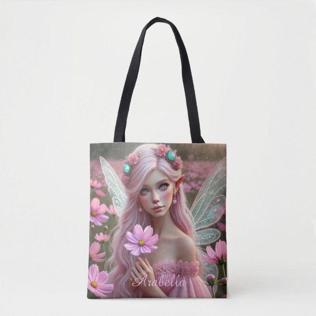 Beautiful October Fairy in Cosmos Tote Bag (Front)