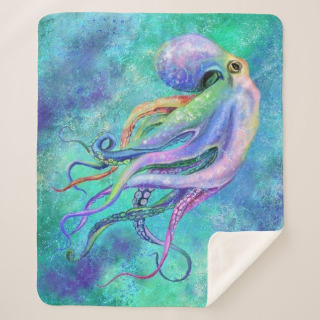 Beautiful Octopus Sherpa Blanket (Front)