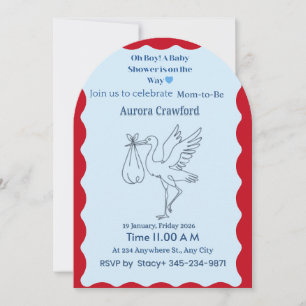 Beautiful “Oh Boy!” baby shower invitation