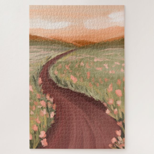 Beautiful Oil Painting Floral Meadow Path Jigsaw Puzzle (Vertical)