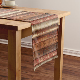 Beautiful Old Book Spines (Beige & Ivory) Short Table Runner