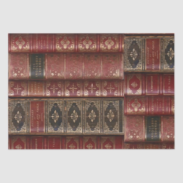 Beautiful Old Book Spines (Dictionary) Tissue Paper (Front)