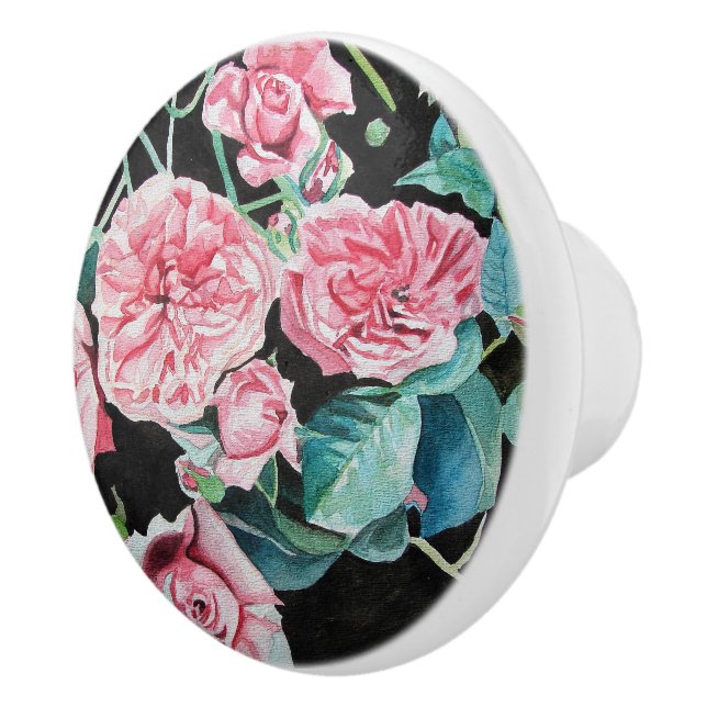 Beautiful Old Pink Roses Drawer Knob (Right)