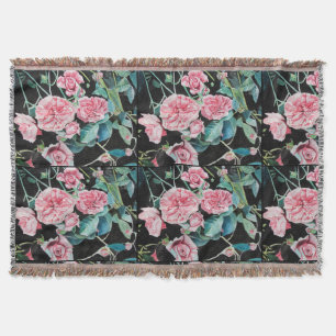 Beautiful Old Pink Roses Modern Throw Blanket