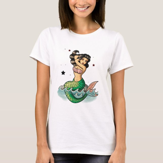 Beautiful Old School Mermaid T-Shirt (Front)