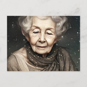  Beautiful Old Woman of Stardust Digital Art  Postcard
