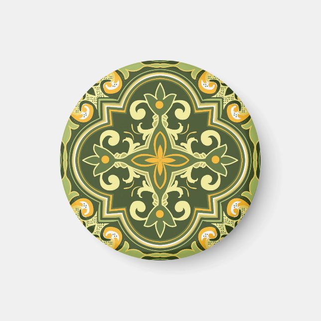 💚💛 Beautiful olive and yellow Azulejos Magnet (Front)