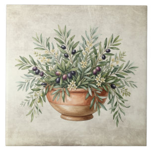 Beautiful Olive Bowl Tuscan Rustic Tile