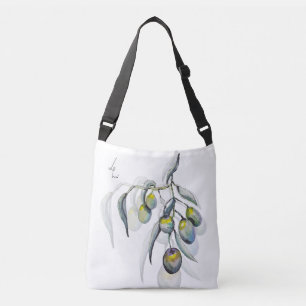 Beautiful Olive Branch Watercolor Hand-painted Crossbody Bag