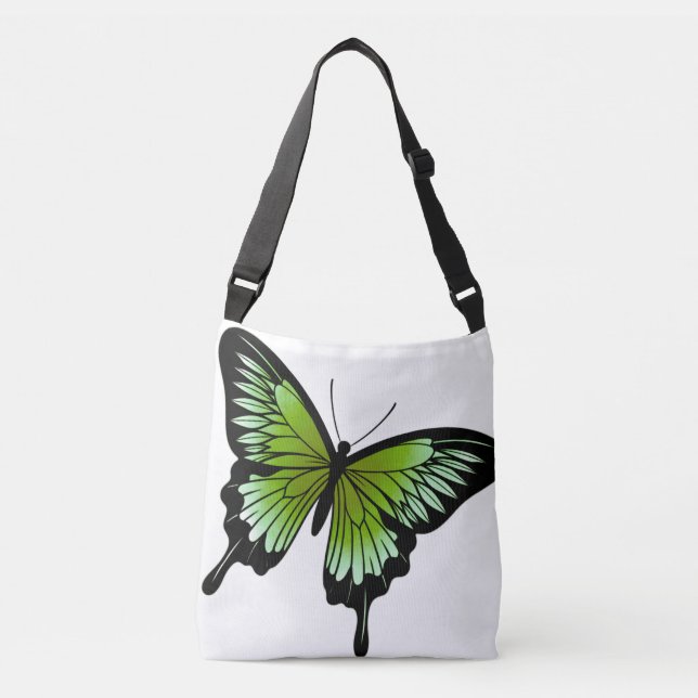 Beautiful Olive Butterfly Cross Body Tote Bag (Front)