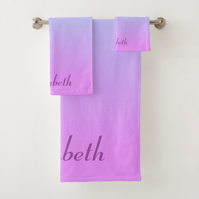 Beautiful Ombre Lavender and Blue Bath Towel Set (Insitu)