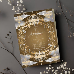 Beautiful Opulent Gold and Crystals Wedding Invitation
