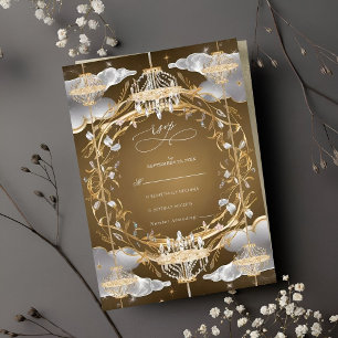 Beautiful Opulent Gold and Crystals Wedding RSVP Card