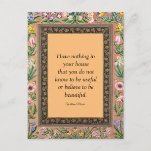 Beautiful or Useful, Wlliam Morris quotation, Post Postcard