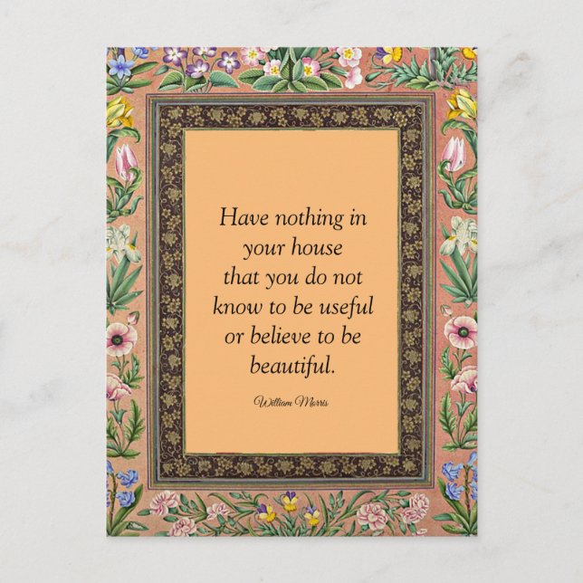 Beautiful or Useful, Wlliam Morris quotation, Post Postcard (Front)