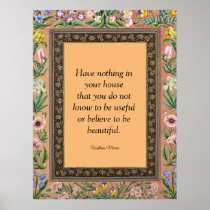 Beautiful or Useful, Wlliam Morris quotation, Poster