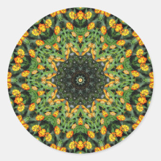 Beautiful Orange and Yellow Lantana Kaleidoscope 3 Classic Round Sticker