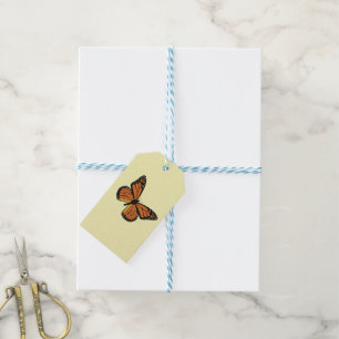 Beautiful Orange & Black Monarch Butterfly Yellow Gift Tags