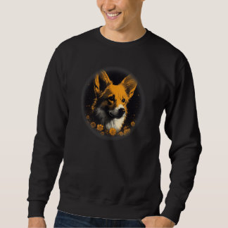 beautiful Orange corgi dog portrait sunflowers, fl Sweatshirt