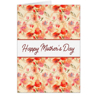 Beautiful Orange Floral Pattern Mother's Day Card