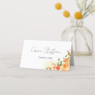 Beautiful Orange Floral Wedding Place Card
