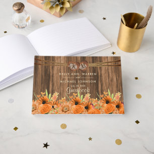 Beautiful Orange Flowers on Wood - Guestbook