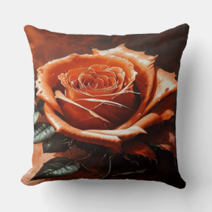 Beautiful Orange Gothic Rose Cushion