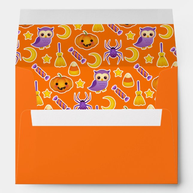 Beautiful Orange Halloween Pattern Envelope (Back (Bottom))