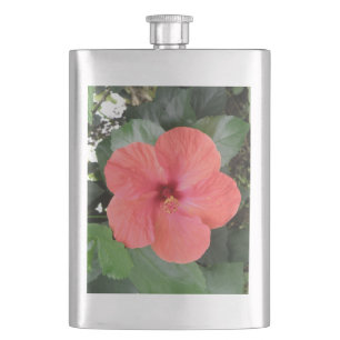 Beautiful Orange Hibiscus Flower Flask