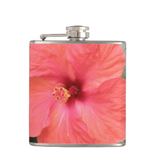 Beautiful Orange Hibiscus Flower Flask