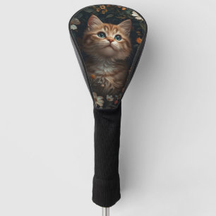 Beautiful Orange Kitten with Wildflowers Golf Head Cover