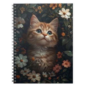 Beautiful Orange Kitten with Wildflowers Notebook