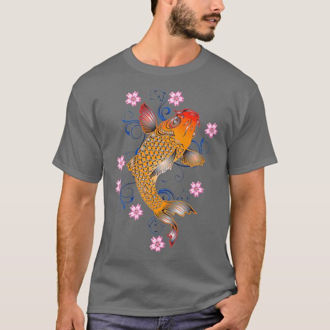 Beautiful Orange Koi Fish Japanese Style Premium T-Shirt (Front)
