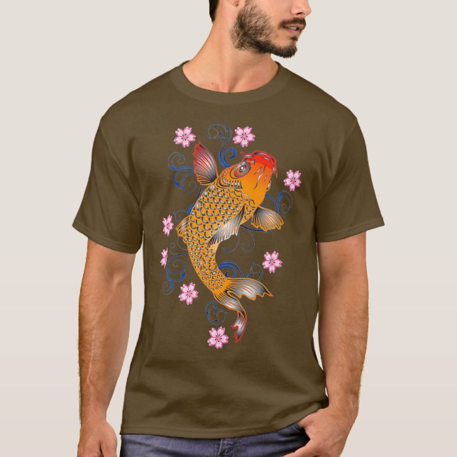 Beautiful Orange Koi Fish Japanese Style T-Shirt (Front)