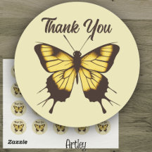 Beautiful Orange Minimalist Butterfly Thank You