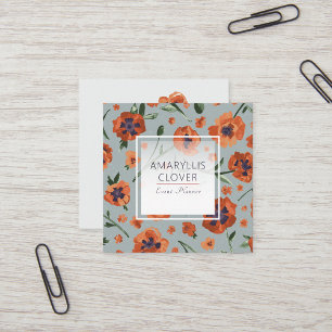 Beautiful Orange Poppies Customisable Square Business Card