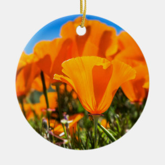 Beautiful Orange Poppy Flowers in a Field Ceramic Tree Decoration