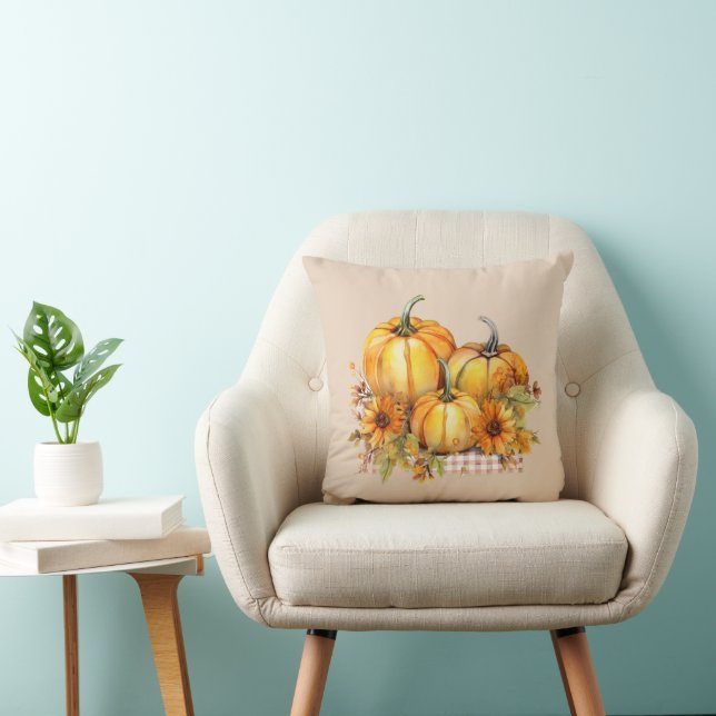 Beautiful Orange Pumpkins and Sunflowers Halloween Cushion (Chair)