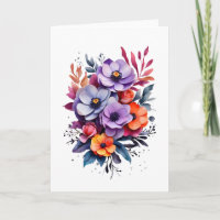 Beautiful Orange Purple Blue Flowers Blank 