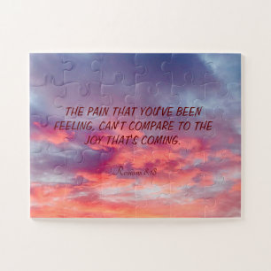 Beautiful Orange red and red sunset Bible quotes J Jigsaw Puzzle