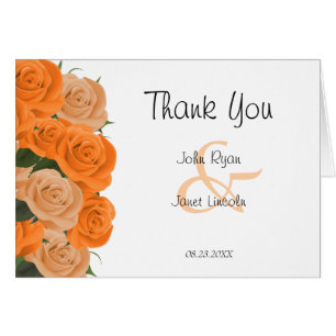 Beautiful Orange Roses on White Dots - Thank You