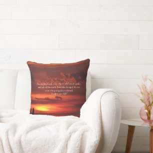 Beautiful Orange Sunrise Art with Bible Verse Cushion