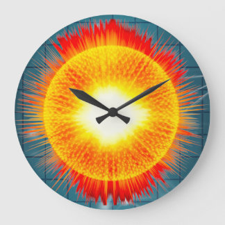 Beautiful Orange Yellow and Aqua Background  Large Clock
