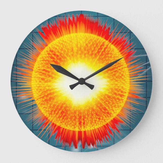 Beautiful Orange Yellow and Aqua Background  Large Clock (Front)
