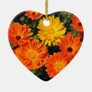 Beautiful orange zinnia flower garden ceramic tree decoration