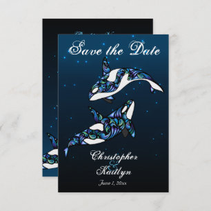 Beautiful Orca Whales Beach Wedding Save the Date Invitation