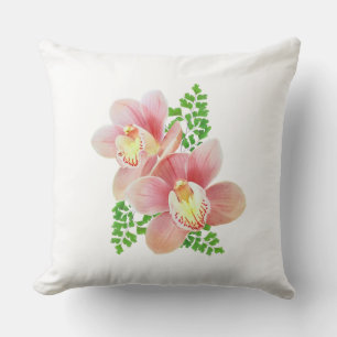 Beautiful orchid flowers on white cushion