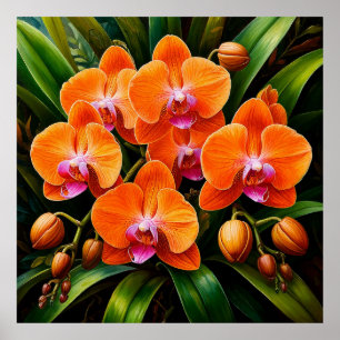 Beautiful Orchids in an Artistic Composition Poster