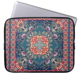 Beautiful ornament with lilac tulip flowers and ab laptop sleeve